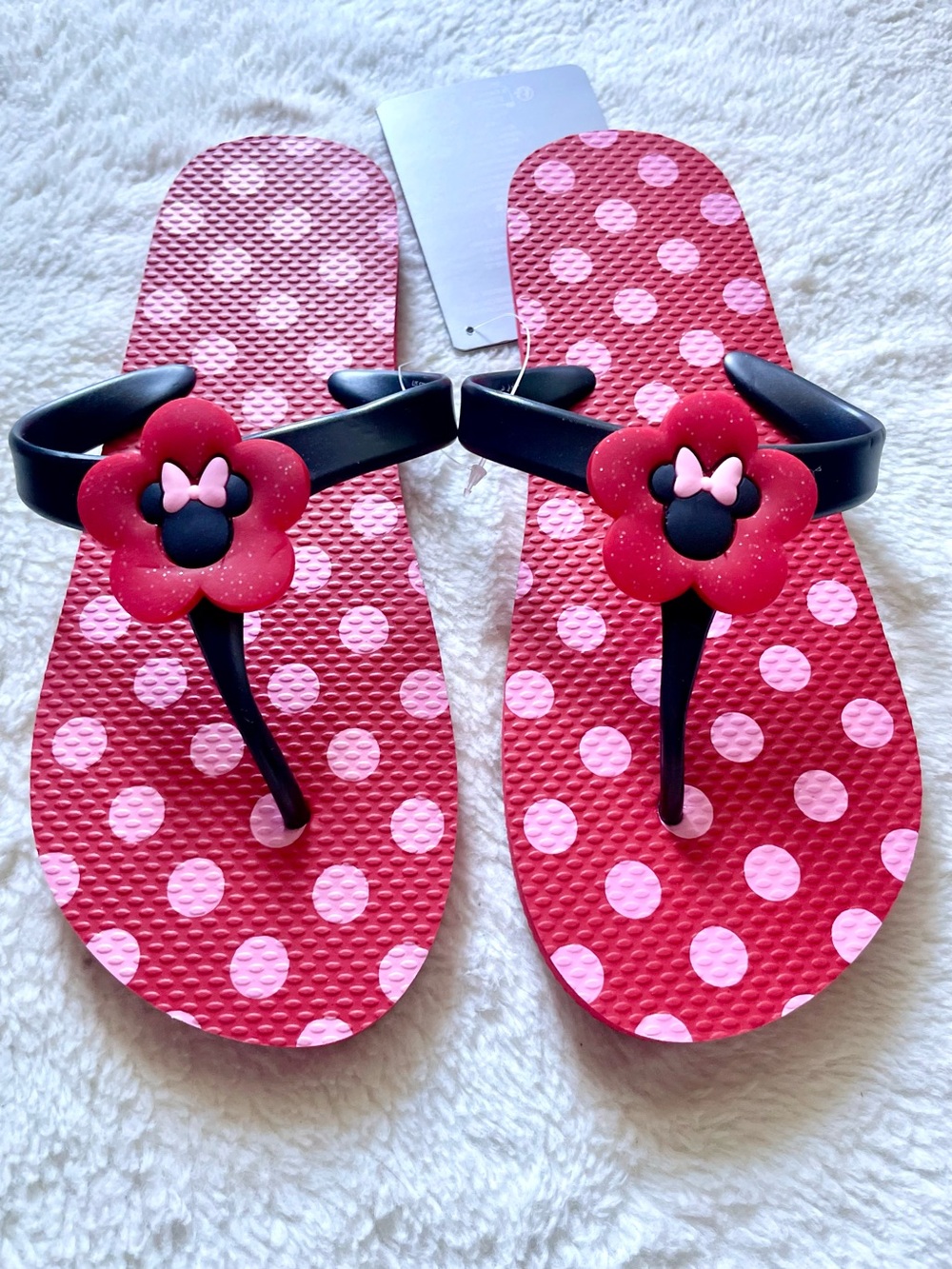 Disney Parks Minnie Mouse Polka Dot Flower Flip Flops
